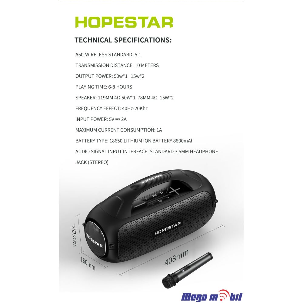 Zvucnik Bluetooth Hopestar A50 neon